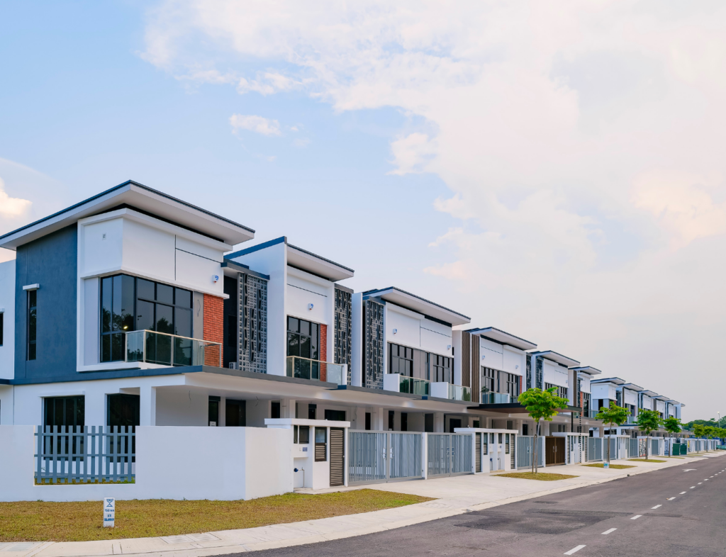 Modern houses along a quiet street
